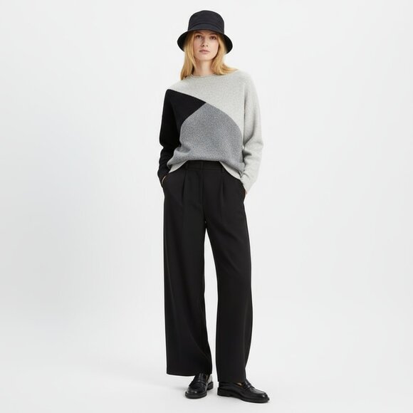 J Crew Gray & Black Colorblock Long Sleeve Crew Neck Sweater NEW L - Picture 6 of 6